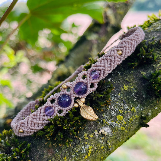 Amethyst leaf bracelet